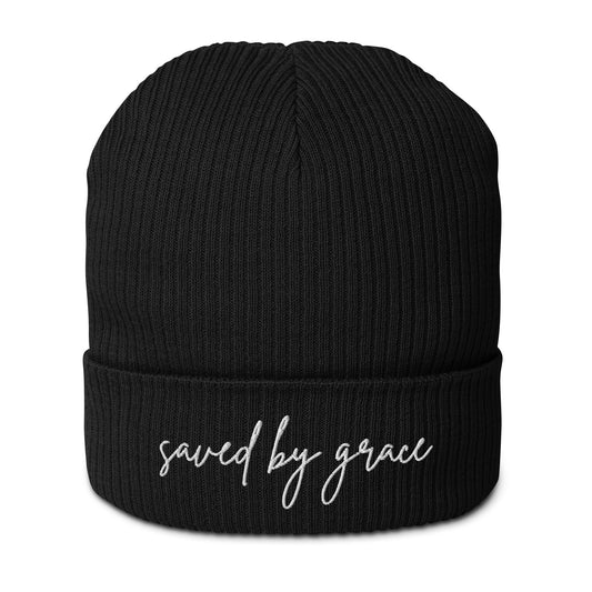 Organic Ribbed Beanie - Saved by Grace