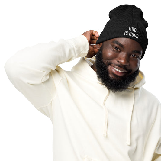 Organic Ribbed Beanie - God is Good