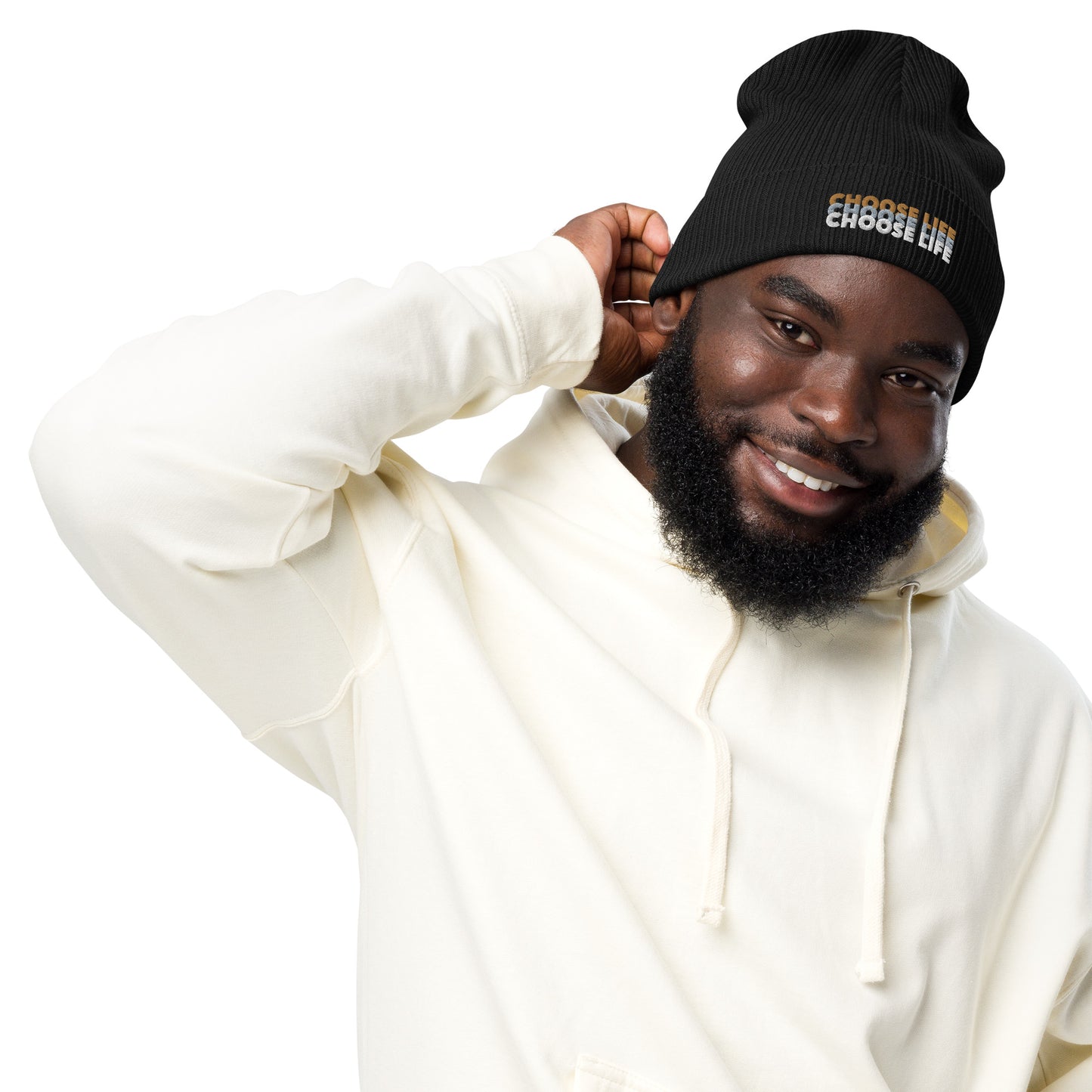 Organic Ribbed Beanie - Choose Life