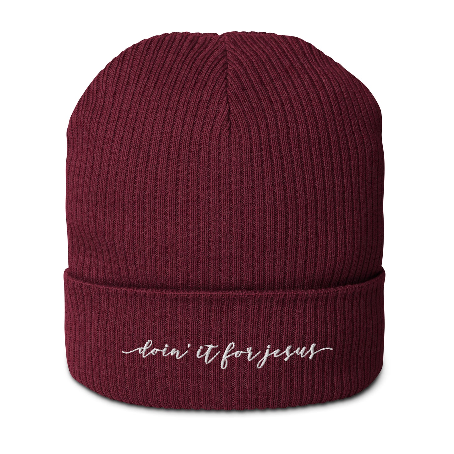 Organic Ribbed Beanie - Doin' it for Jesus