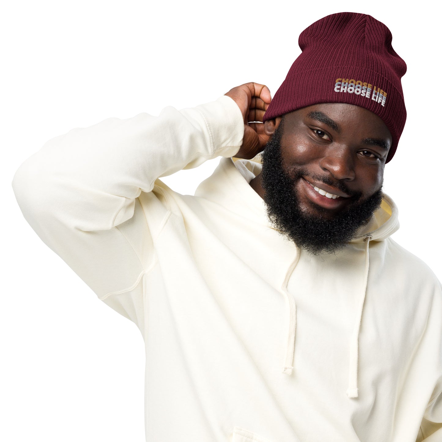 Organic Ribbed Beanie - Choose Life