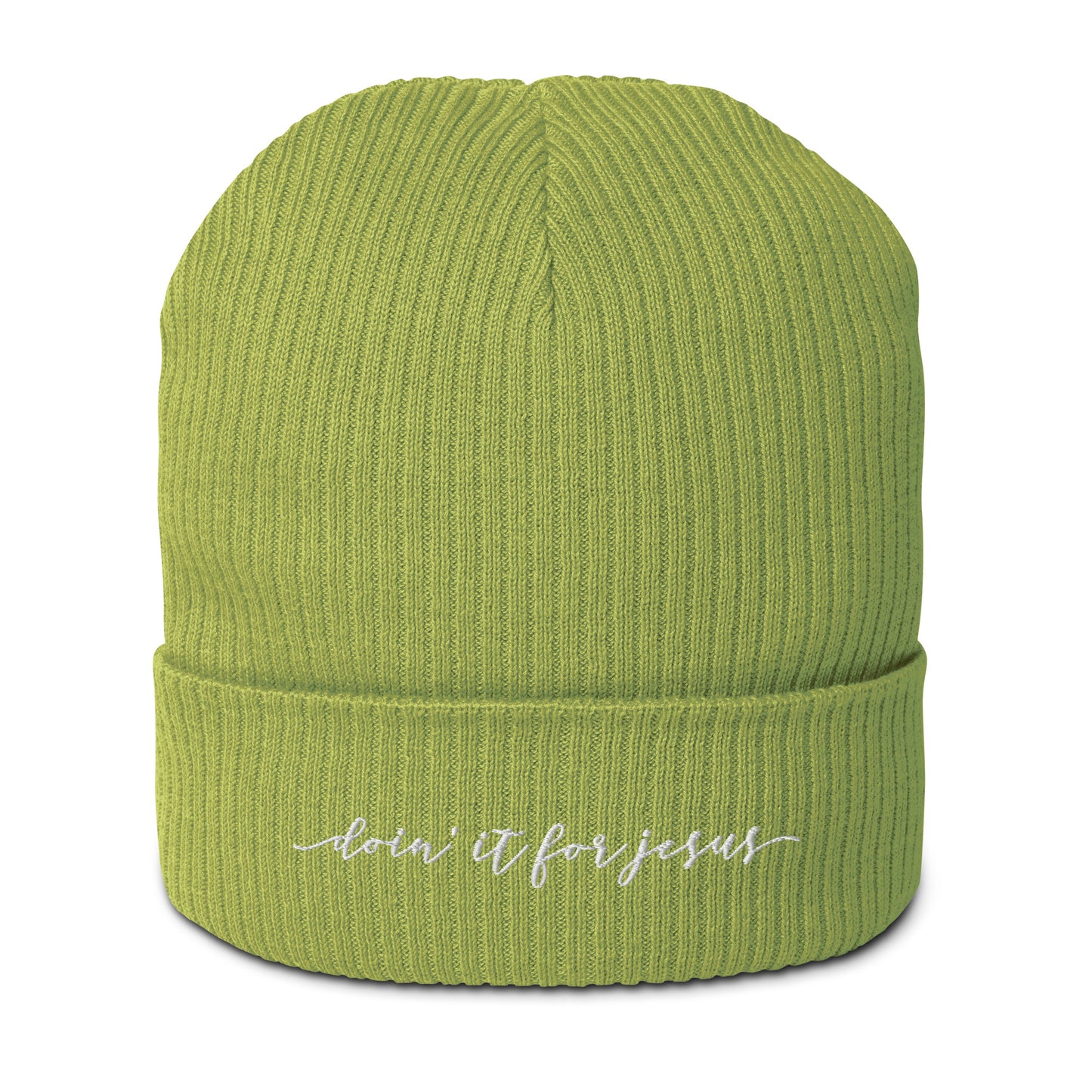 Organic Ribbed Beanie - Doin' it for Jesus