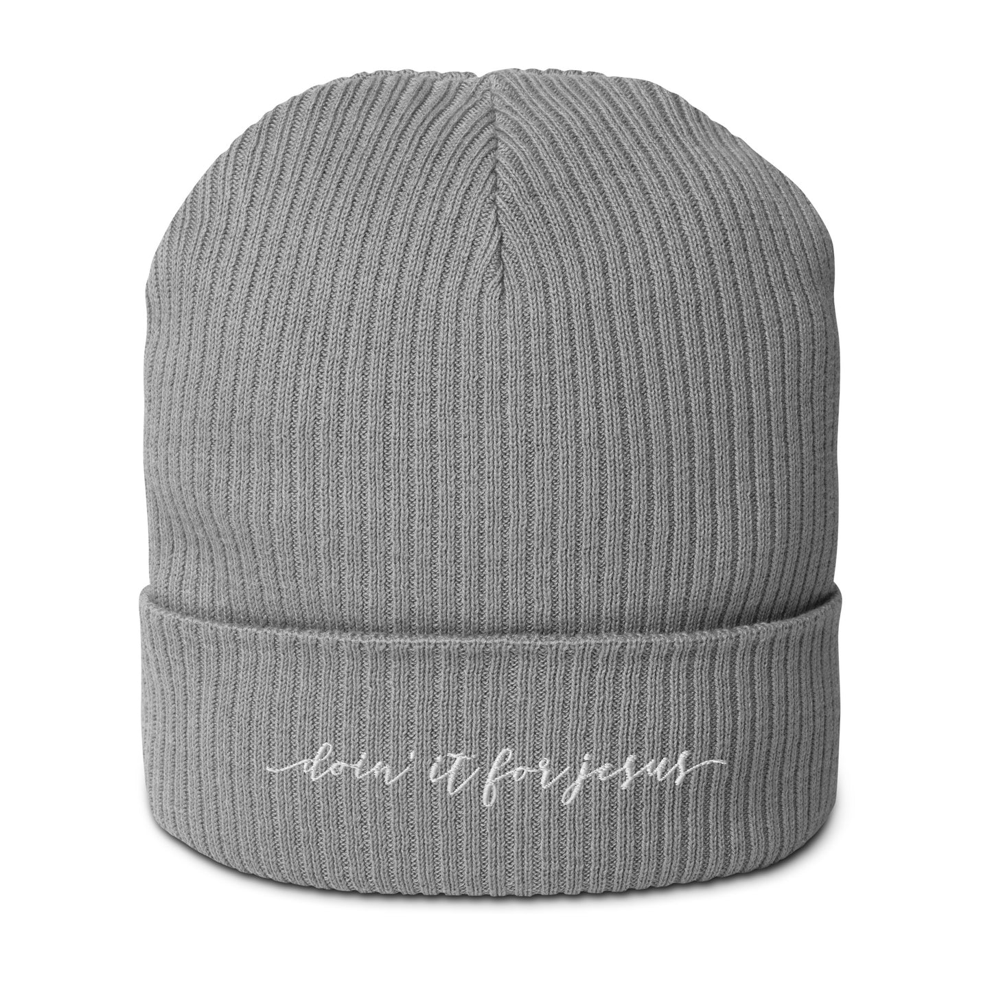 Organic Ribbed Beanie - Doin' it for Jesus