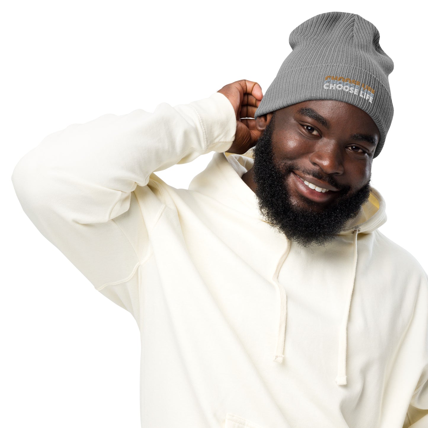 Organic Ribbed Beanie - Choose Life