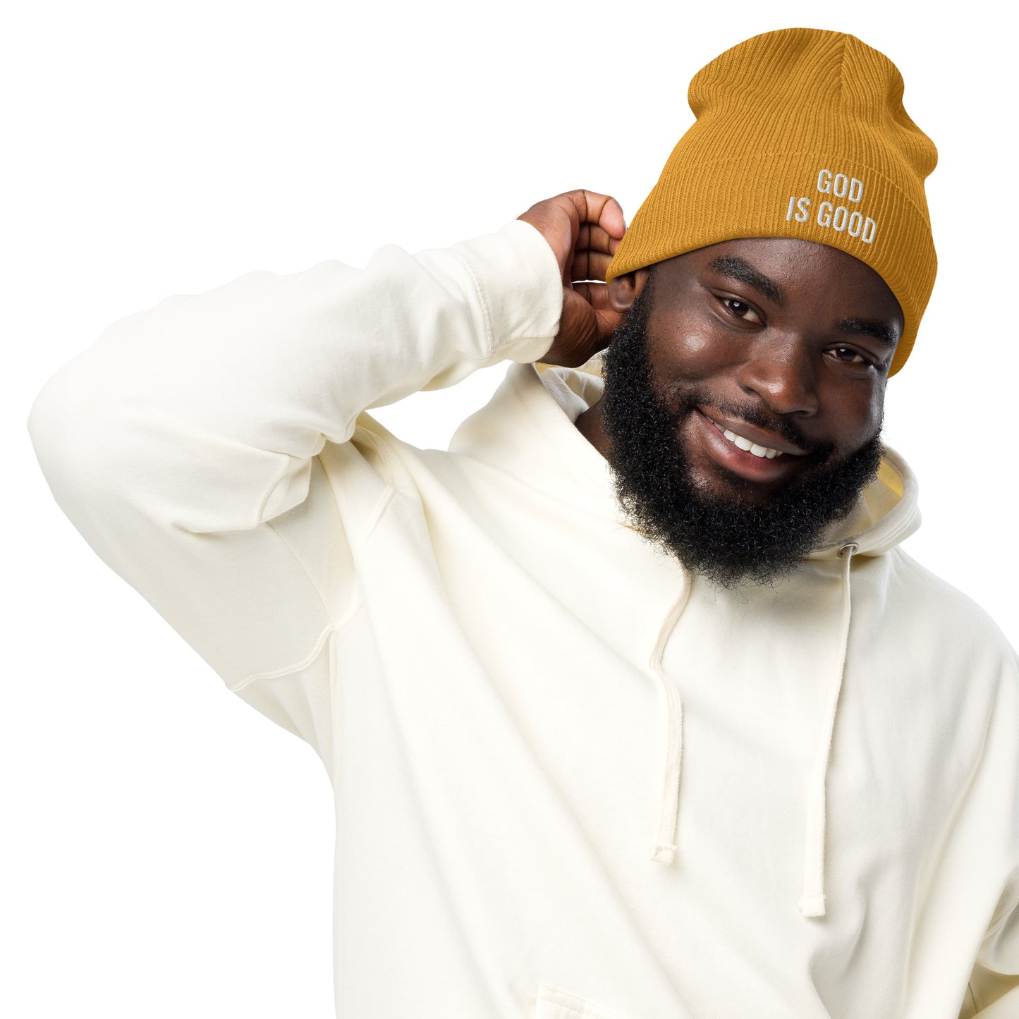 Organic Ribbed Beanie - God is Good