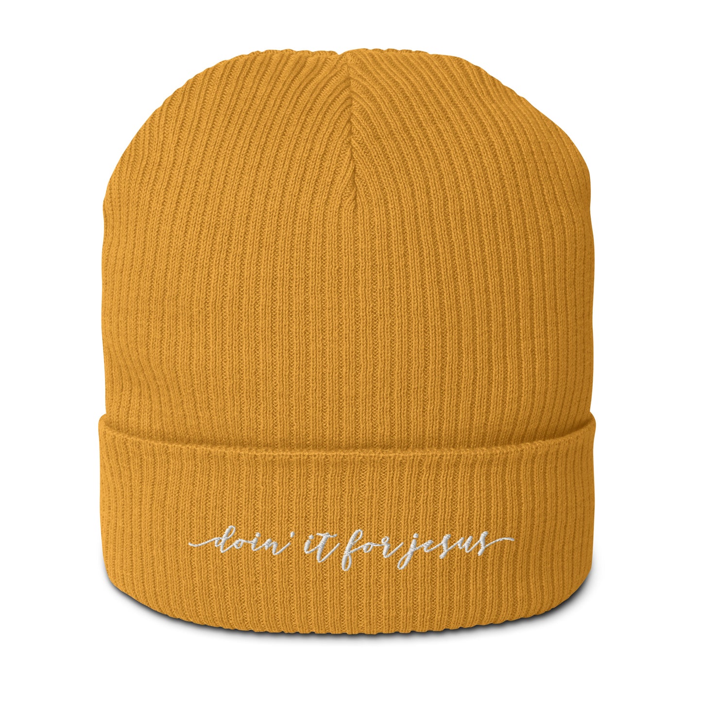 Organic Ribbed Beanie - Doin' it for Jesus