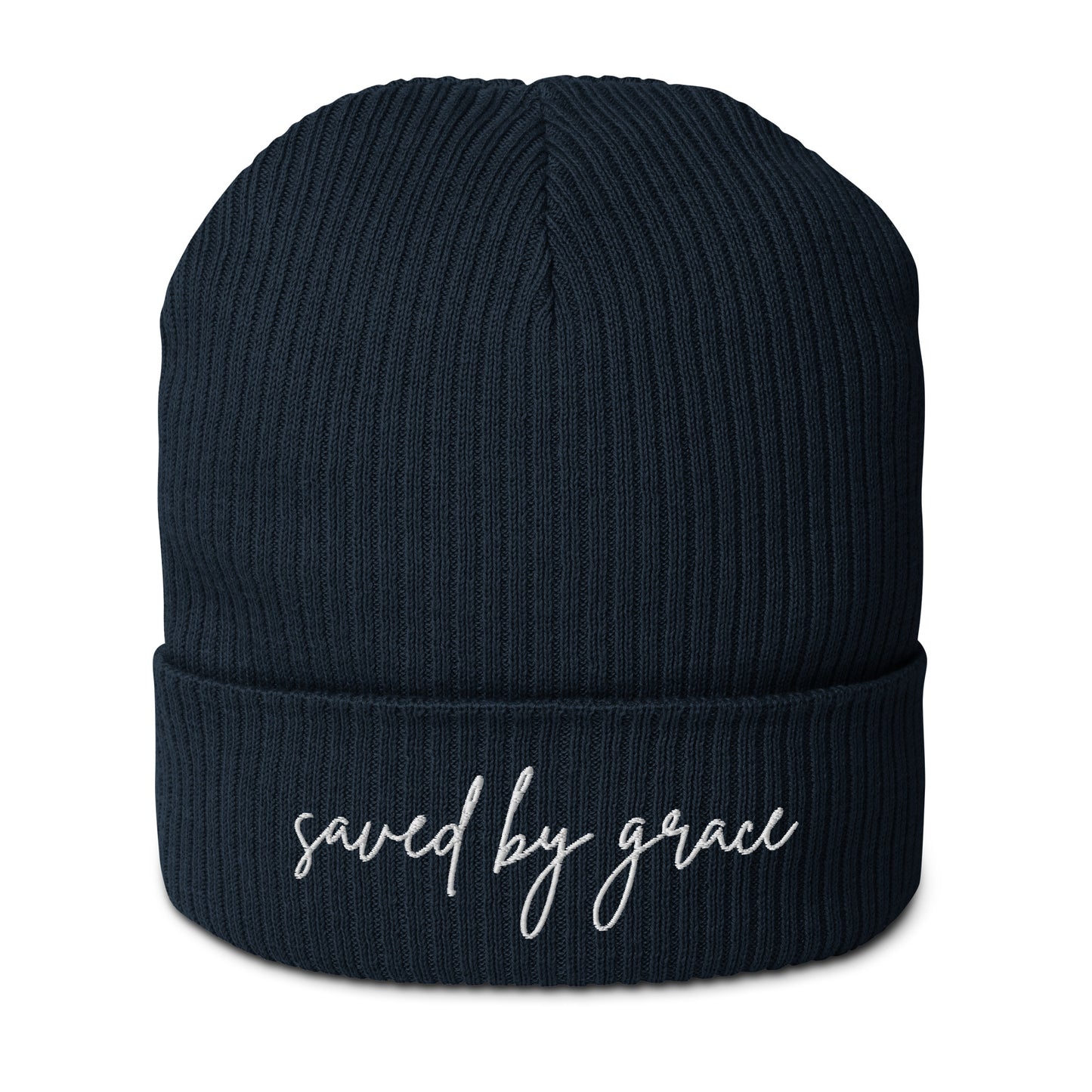 Organic Ribbed Beanie - Saved by Grace