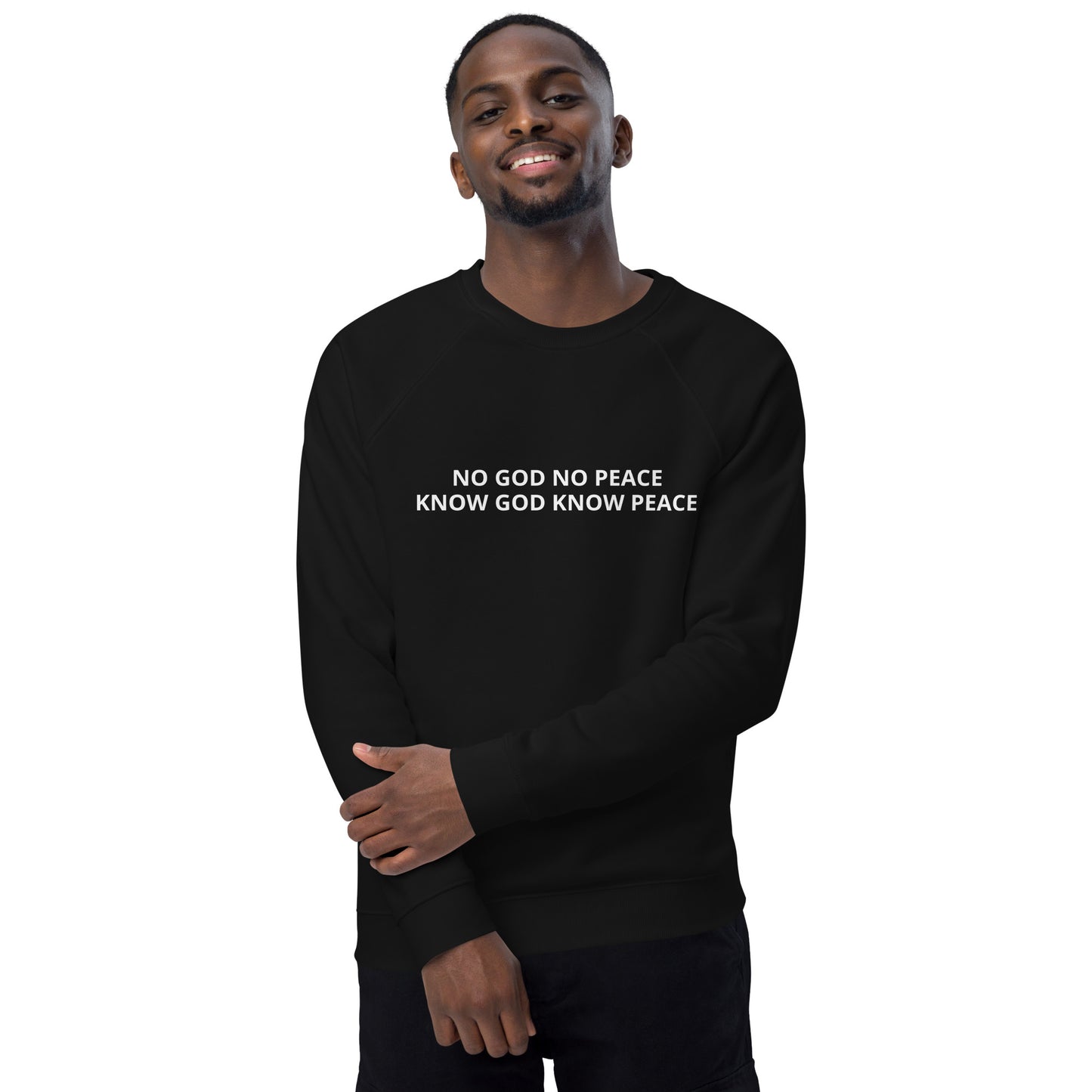 Unisex Organic Raglan Sweatshirt - No God No Peace