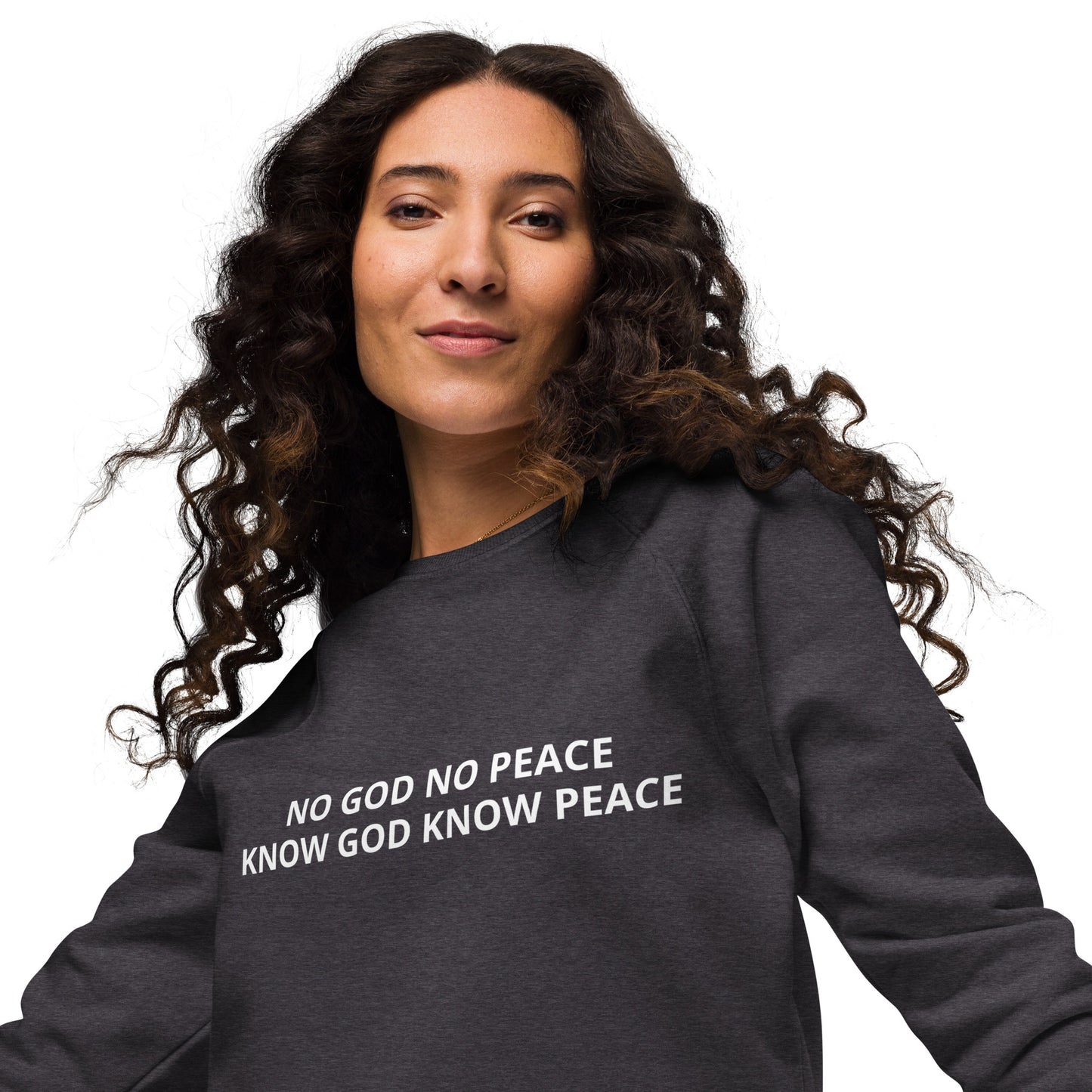 Unisex Organic Raglan Sweatshirt - No God No Peace