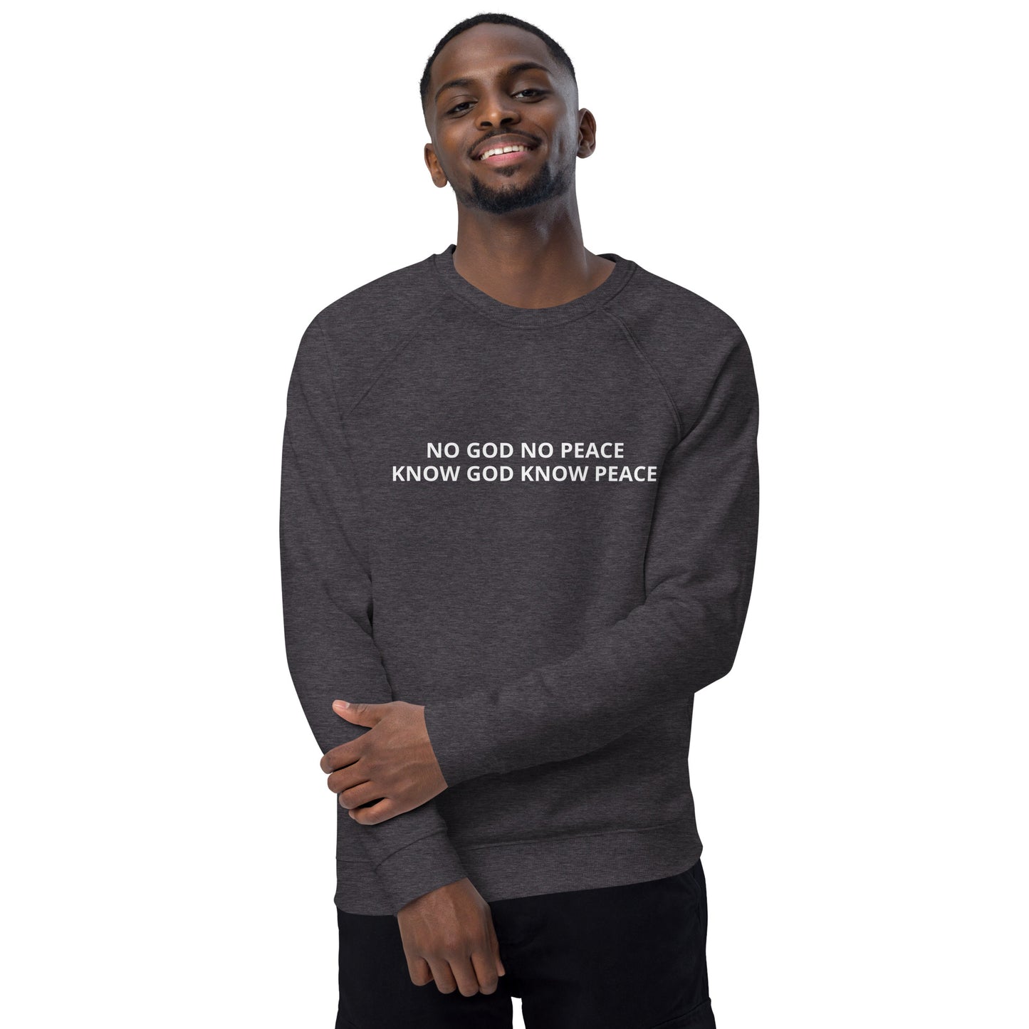 Unisex Organic Raglan Sweatshirt - No God No Peace